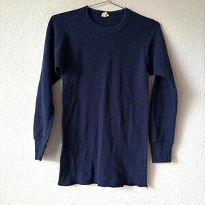 70s Vintage Waffle Knit Thermal Long Sleeve Shirt Men's Medium